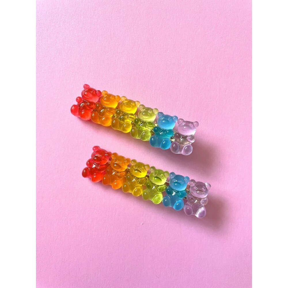 Gummy Bear Hair Clip Candy Rainbow Colour Hair Barrette For Girls